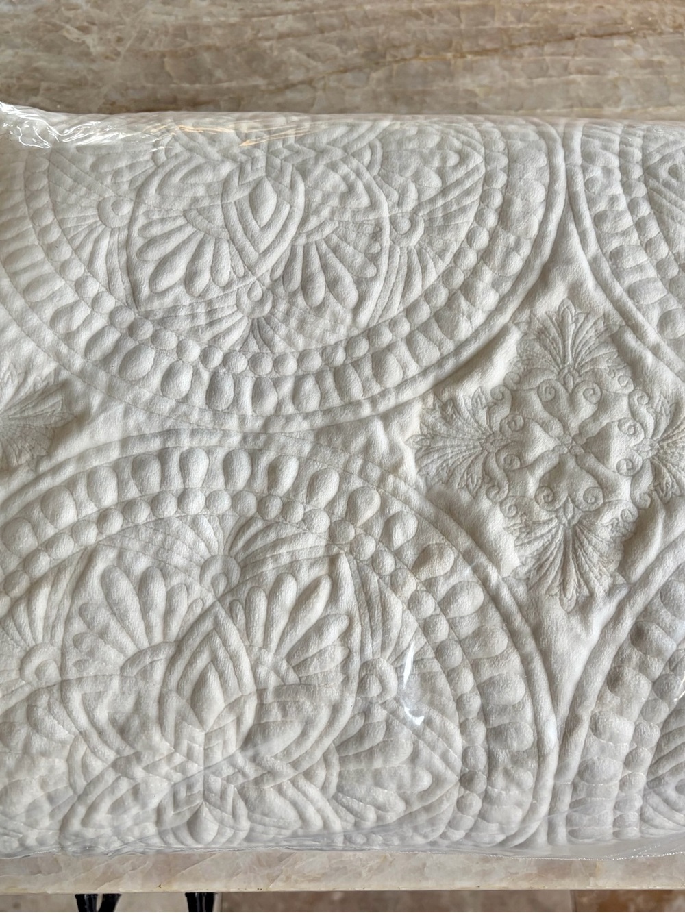 Lightweight Ivory Velvet Medallion Fabric 2 Yards